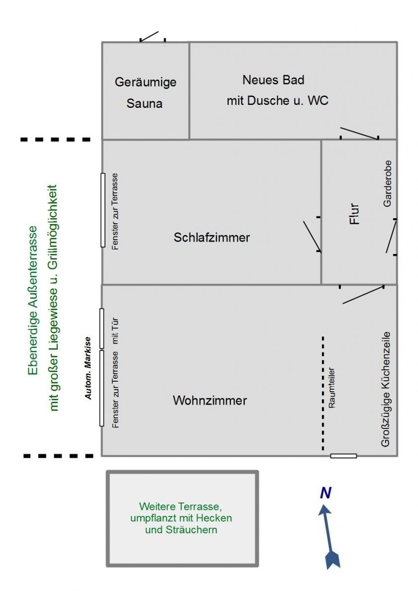 Ferienwohnung Sonnenblume mit Sauna, Garten, Liegewiese