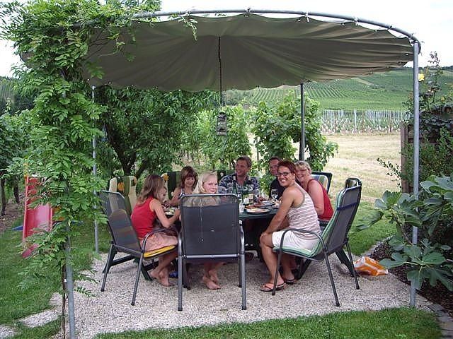 Nutzen Sie unseren Grillplatz oder Pavillon in geselliger Runde bei einem guten Glas unseres selbsterzeugten Moselweines und herzhaften Speisen vom Grill